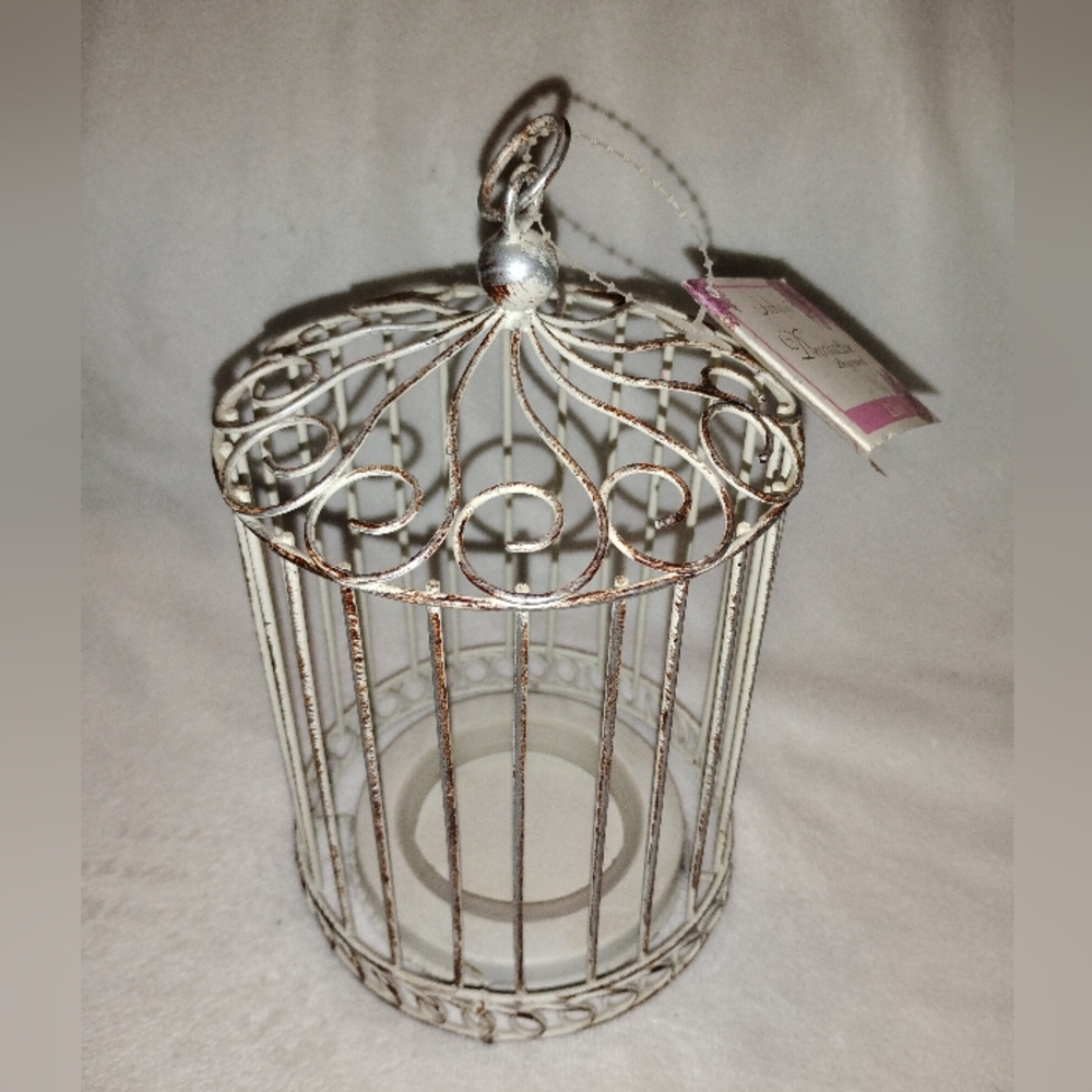 💕8" Potpourri Birdcage Decoration White Rustic Look NWT!